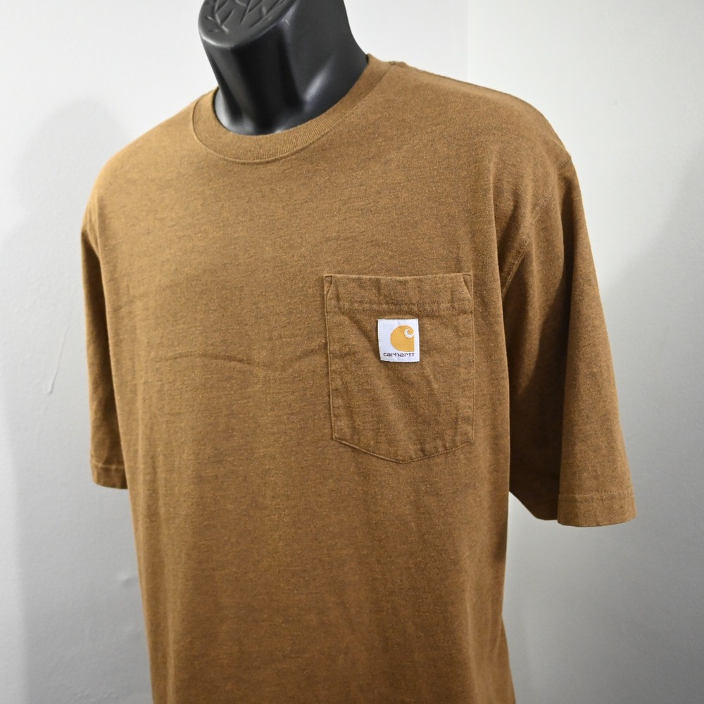 Carhartt Pocket T Shirt Mens XL Loose Fit‎ Brown K87 Short Sleeve Cotton Blend